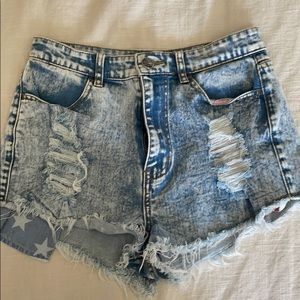 Vintage distressed denim shorts
